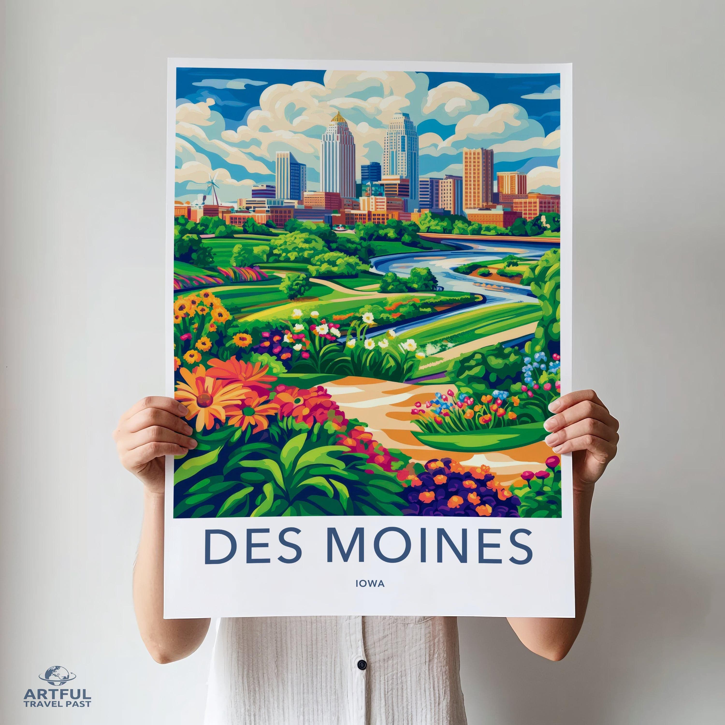 Des Moines Poster | Iowa Wall Art | America Decor