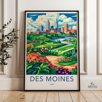 Des Moines Poster | Iowa Wall Art | America Decor