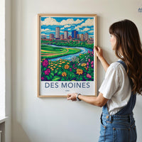 Des Moines Poster | Iowa Wall Art | America Decor
