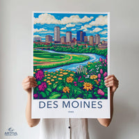 Des Moines Poster | Iowa Wall Art | America Decor
