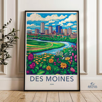 Des Moines Poster | Iowa Wall Art | America Decor