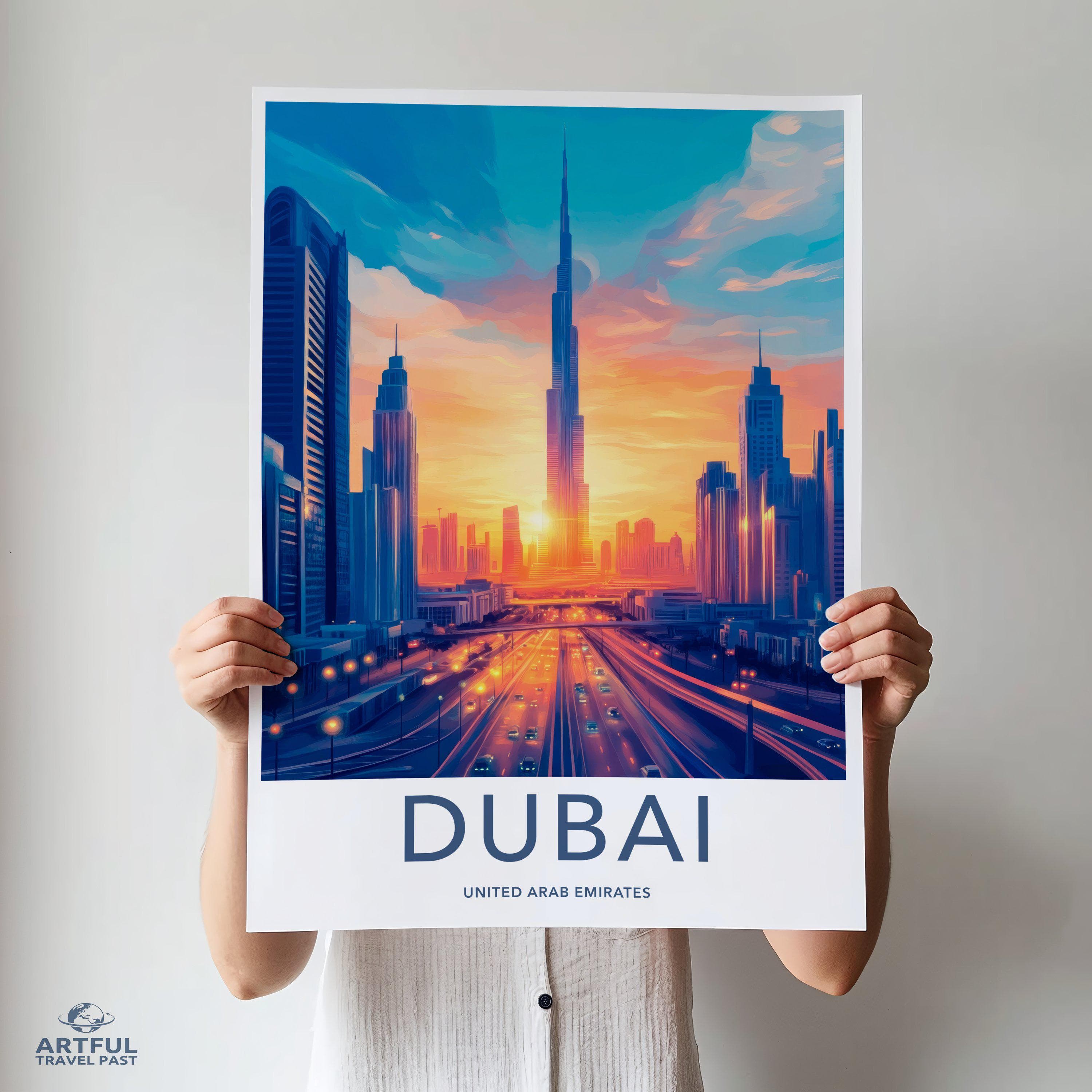 Dubai Poster | United Arab Emirates Wall Art | Middle East Decor