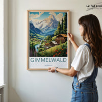 Gimmelwald Poster | Switzerland Wall Art | Europe Decor