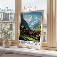 Gimmelwald Poster | Switzerland Wall Art | Europe Decor