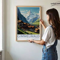 Gimmelwald Poster | Switzerland Wall Art | Europe Decor