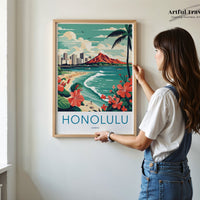 Honolulu Poster | Hawaii Wall Art | America Decor