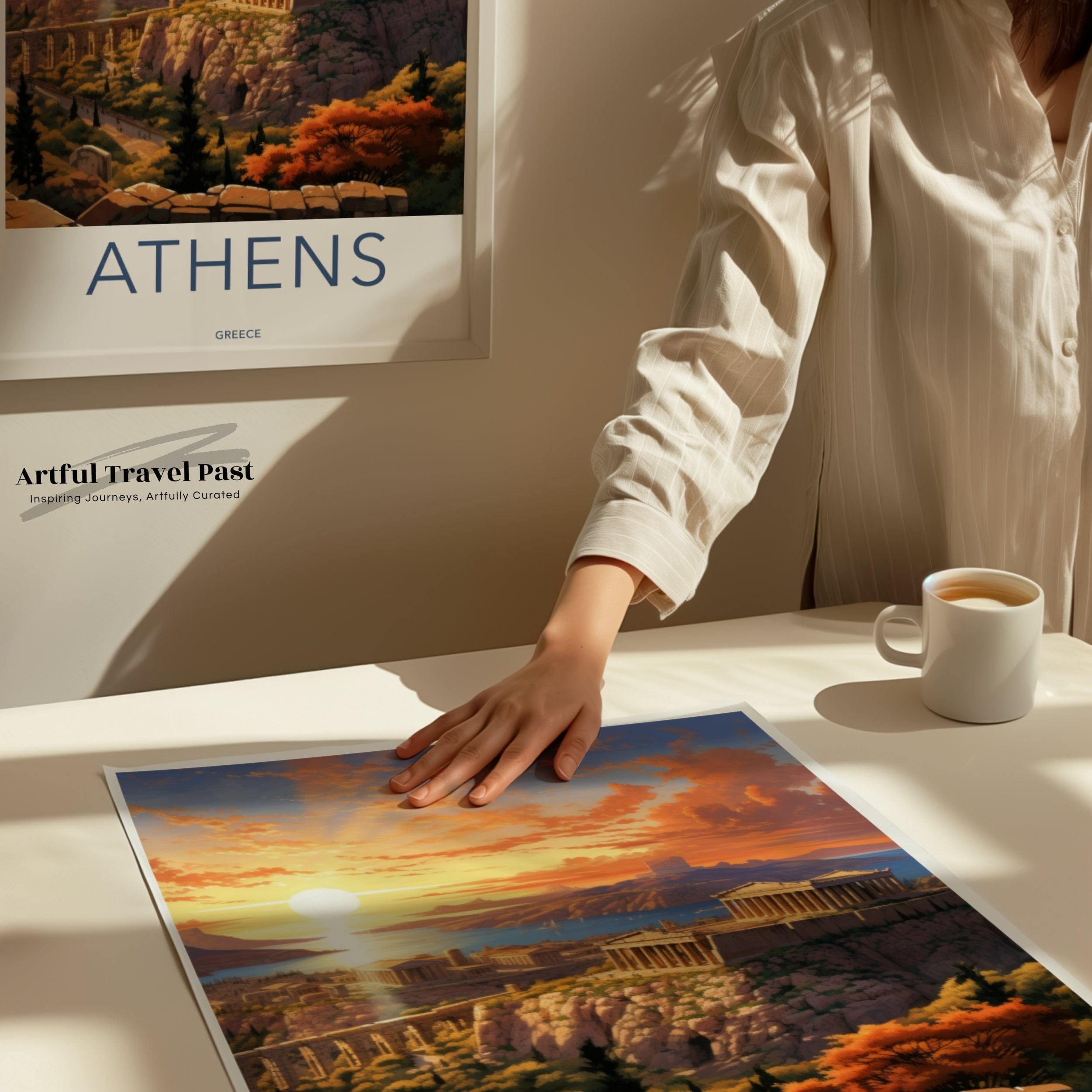 Wall Art Athens Poster | Ancient Ruins at Dusk | Greece Wall Art