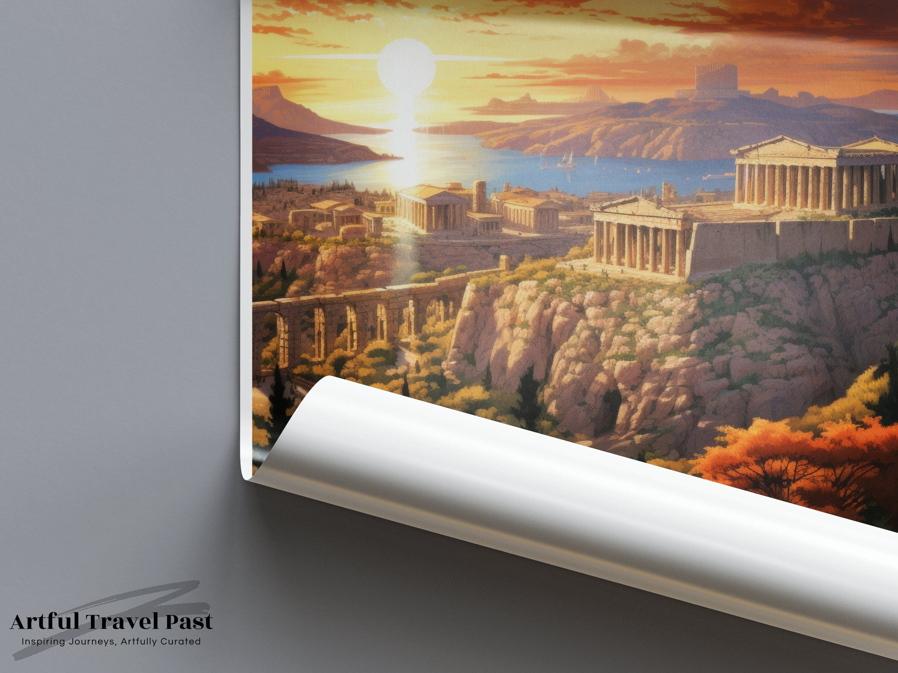 Wall Art Athens Poster | Ancient Ruins at Dusk | Greece Wall Art