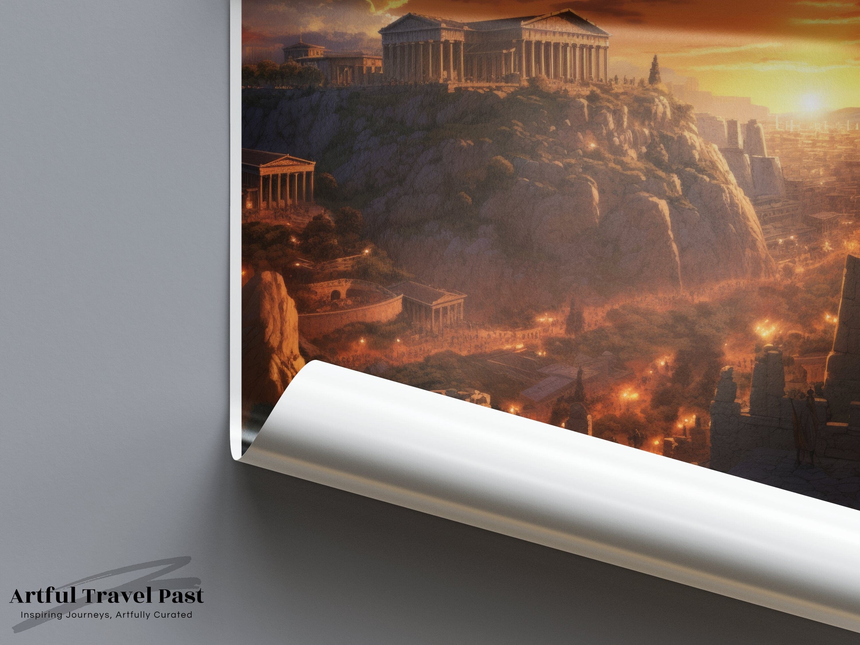 Wall Art Athens Poster | Scenic Acropolis Sunset | Greece Wall Art