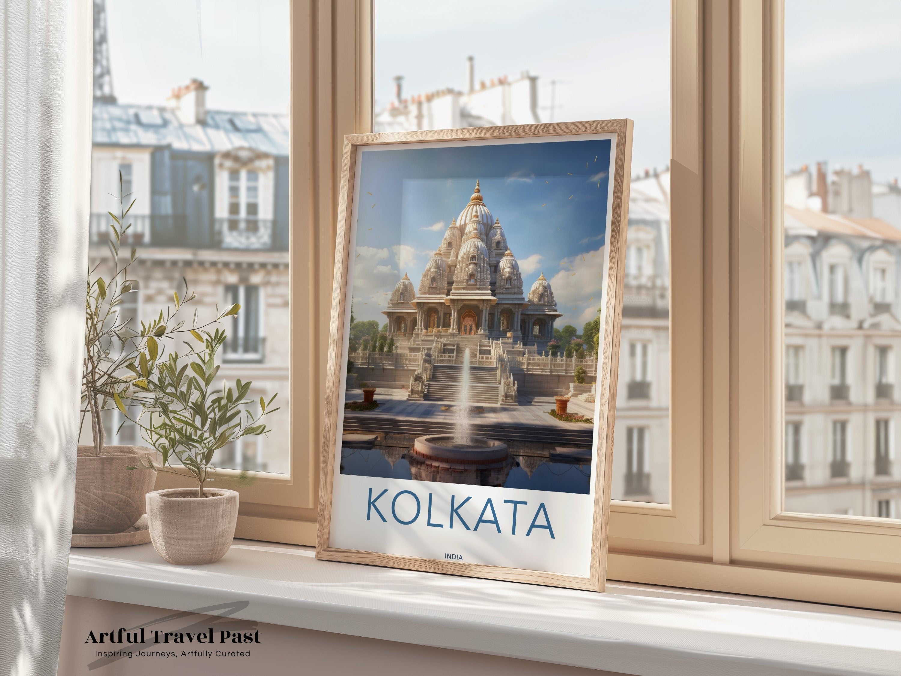 Kolkata India Wall Art Print, Kolkata Wall Decor, Indian Architecture Poster, Historic Landmarks Art, Temple Illustration