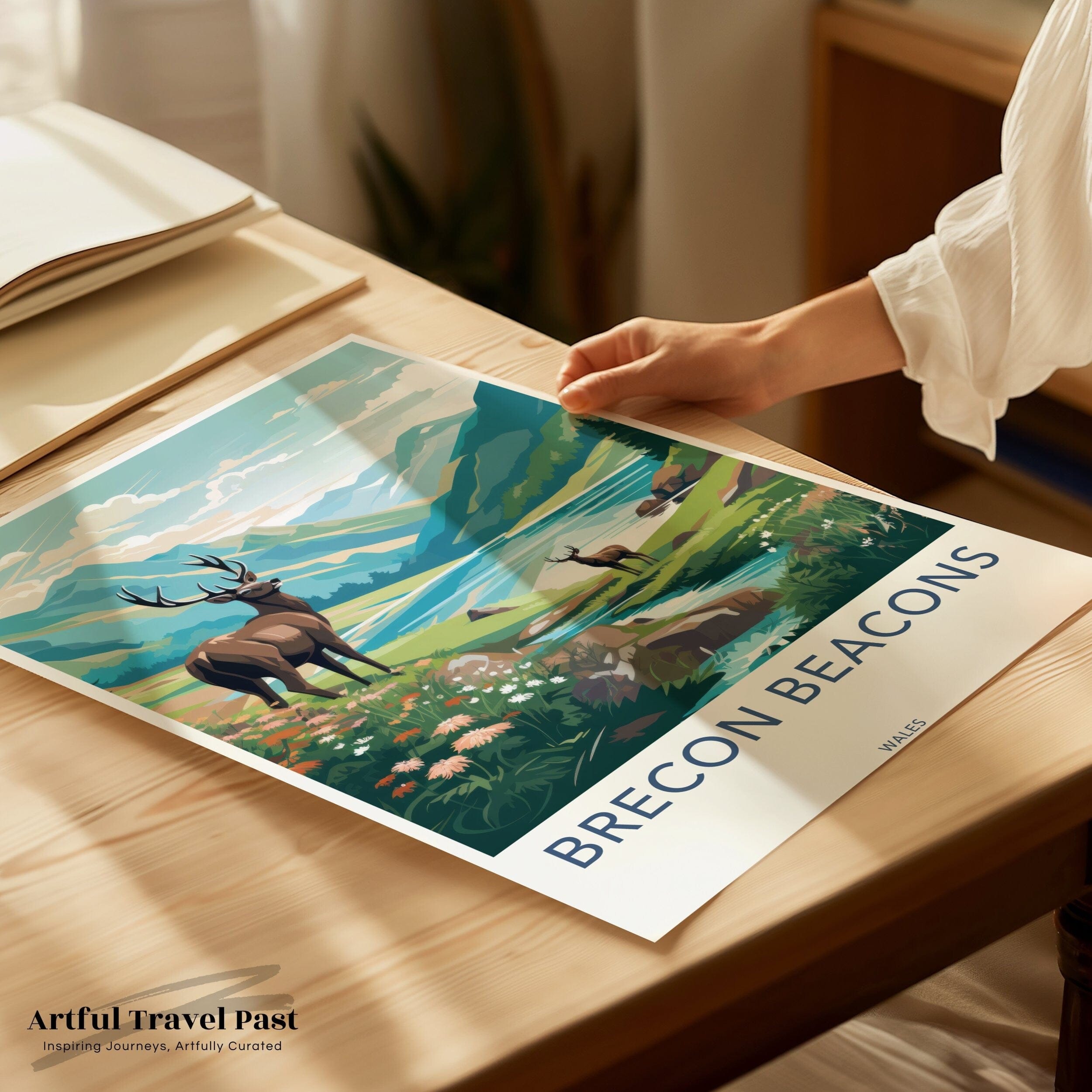 Wall Art Brecon Beacons Poster | Deer Wildlife | Wales Wall Art