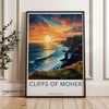 Cliffs of Moher Framed Poster, Ireland Coastal Landscape Wall Art, Ocean Sunset Print, Scenic View Decor, Travel Souvenir, Gift Idea