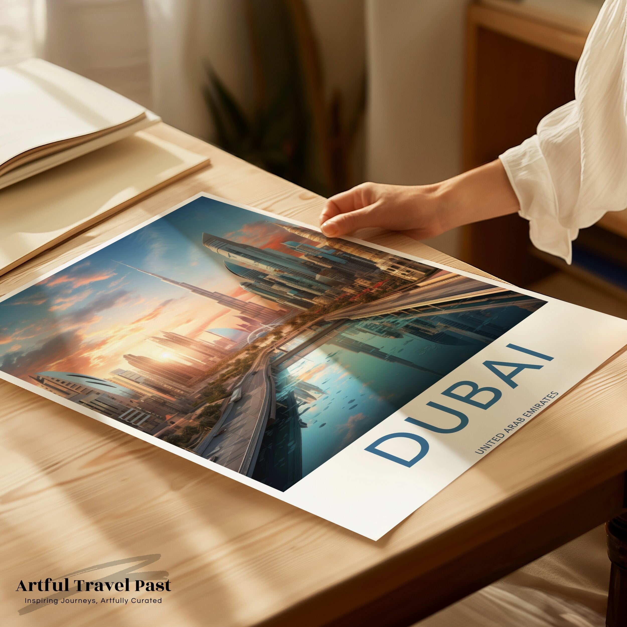 Dubai Cityscape Framed Poster, Dubai Skyline Art Print, Modern City Wall Decor, United Arab Emirates Travel Poster, Urban Landscape Artwork