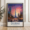 Dubai Skyline Framed Poster, Vibrant Cityscape Wall Art, Modern Architectural Decor, Dubai at Sunset, UAE Art Print, Iconic Landmark Print