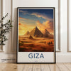 Giza Pyramids Art, Sunset Poster, Egyptian Landscape Wall Decor, Travel Photography Print, Historic Egypt Art, Framed Poster, Home Decor