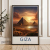 Giza Egypt Framed Poster, Pyramids at Sunset Wall Art, Ancient Pyramids Home Decor, Historical Giza Landscape Print