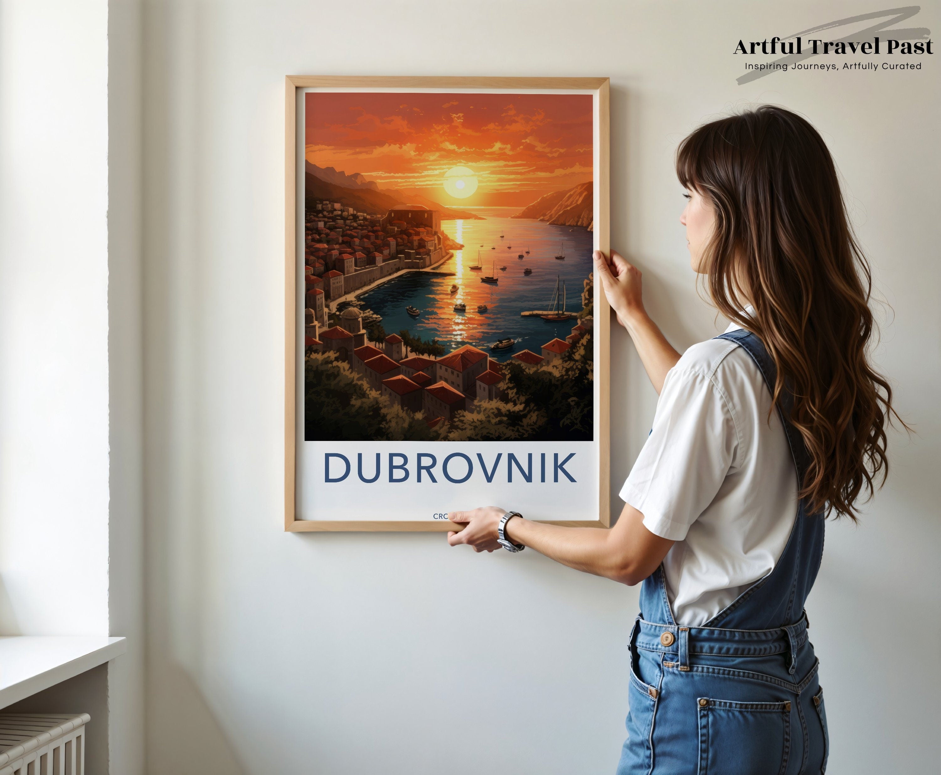 Dubrovnik Croatia Sunset Framed Poster, Stunning Coastal Cityscape Wall Art, Scenic Adriatic Sea Views, Beautiful Travel Decor