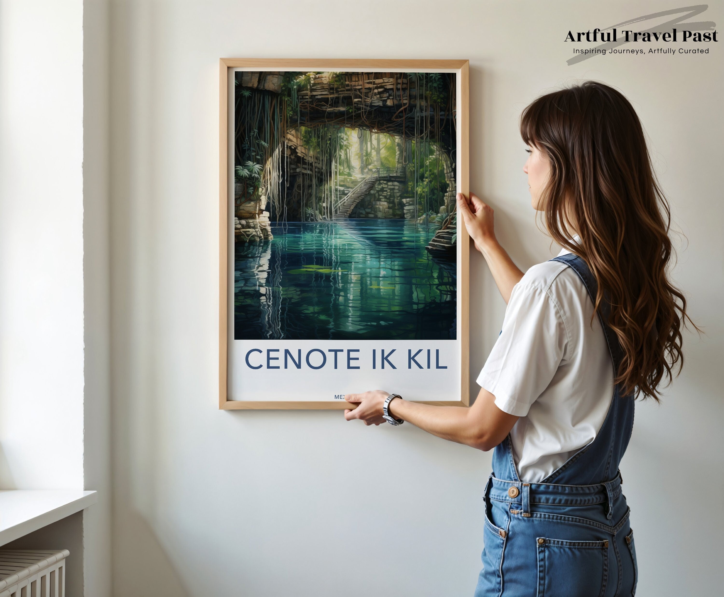 Cenote Ik Kil Poster, Mexico Natural Wonder Print, Framed Art, Scenic Beauty Wall Decor, Historical Landmark Painting