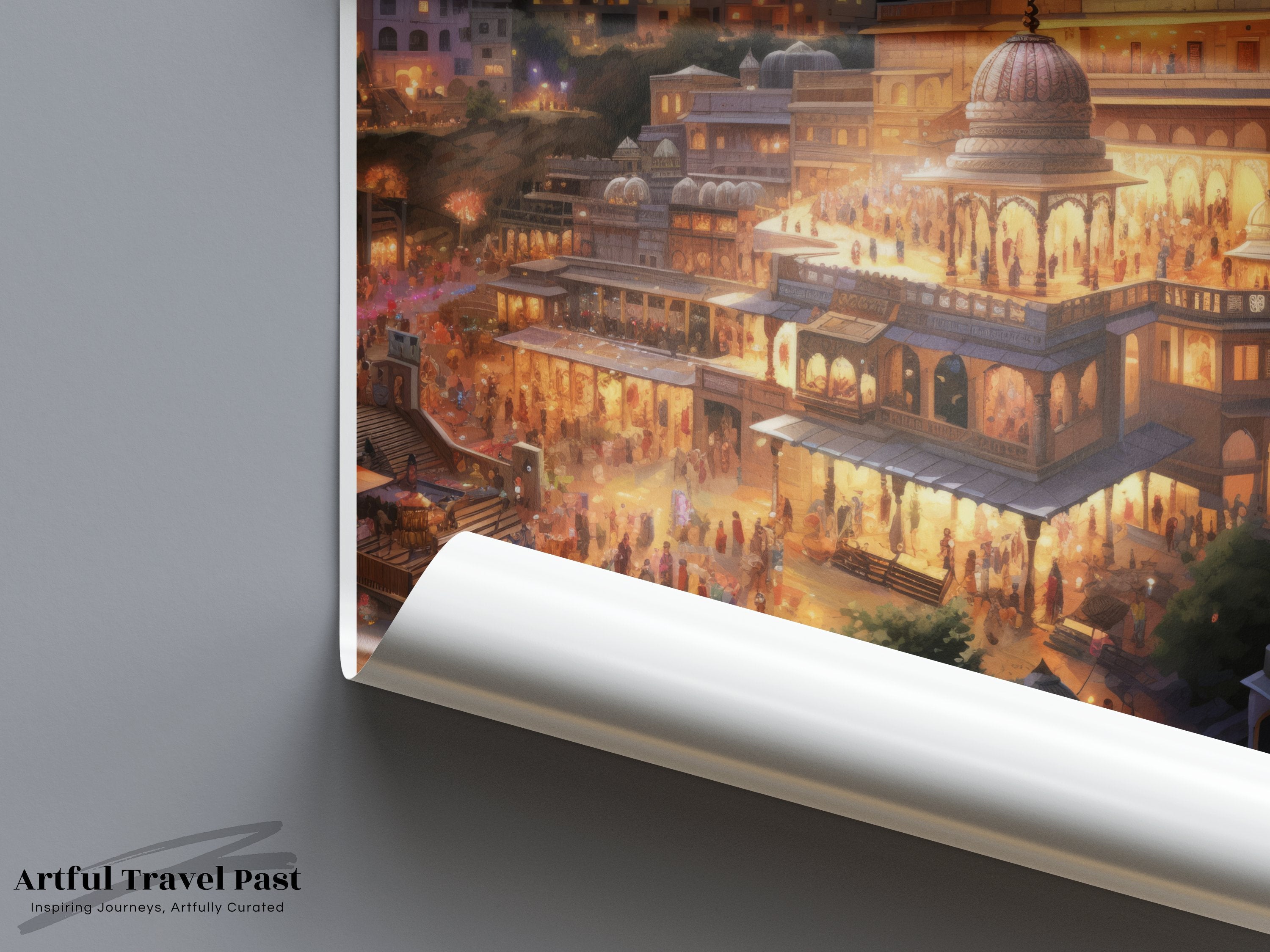 Gujarat India Framed Poster, Historic Landmarks, Iconic Indian Architecture, Vibrant Cultural Scene, Sunset Cityscape Print