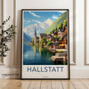 Hallstatt Austria Framed Poster, Hallstatt Alpine Village Art, Lakeside Town Framed Wall Art, Scenic Landscape Wall Decor