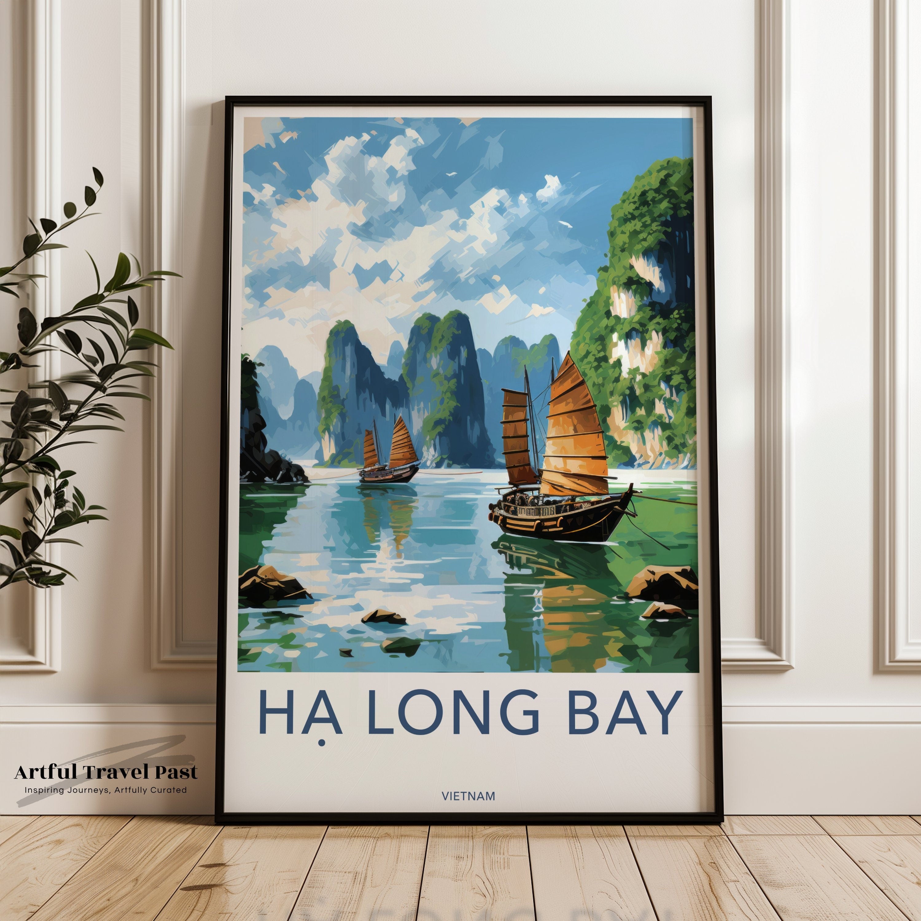 Ha Long Bay Framed Poster, Stunning Seascape Decor, Nautical Wall Art, Vietnamese Landscape, Coastal Art Print, Travel Inspired Home Decor