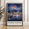 Hong Kong Framed Poster, Skyline Wall Art, Cityscape Night View, Modern Home Decor, Asia Travel Souvenir, Urban Landscape Print