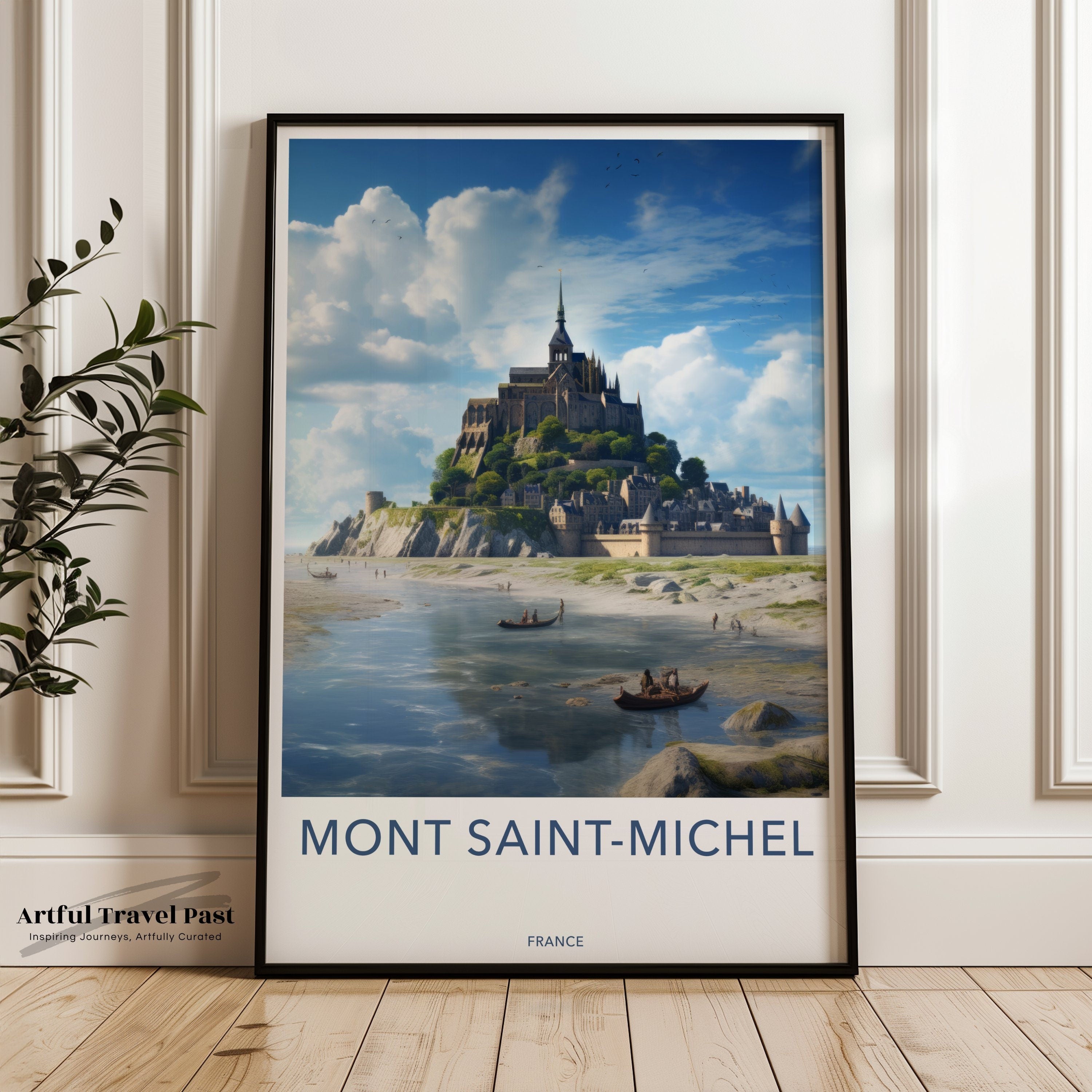 Mont Saint-Michel Wall Art, France Travel Poster, Historical Landmark Print, Scenic Coastal Decor, Medieval Architecture