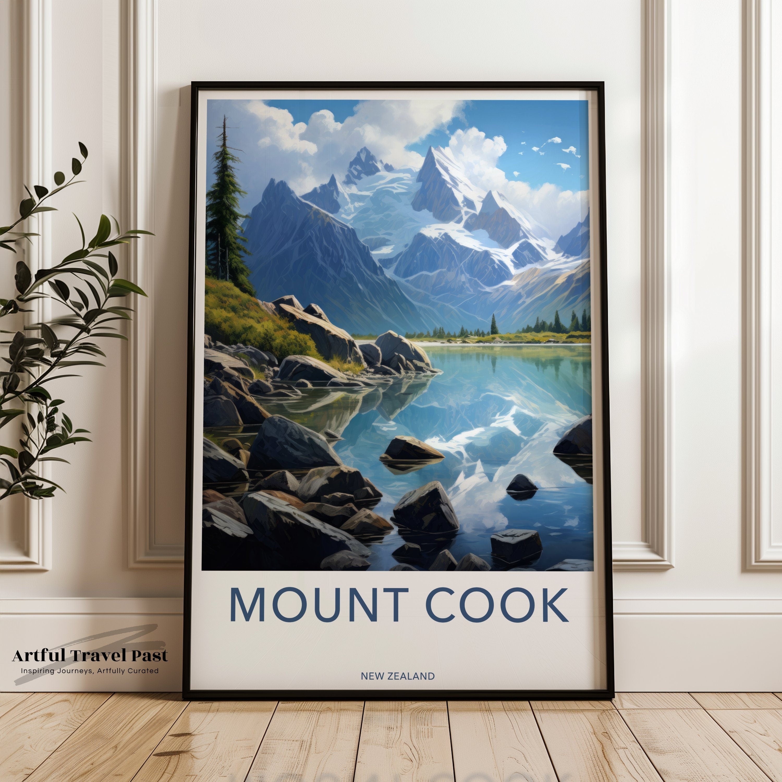 Mount Cook Wall Art, New Zealand Landscape Print, Mountain Scenery Home Decor, Nature Photography Poster, Travel Souvenir Gift