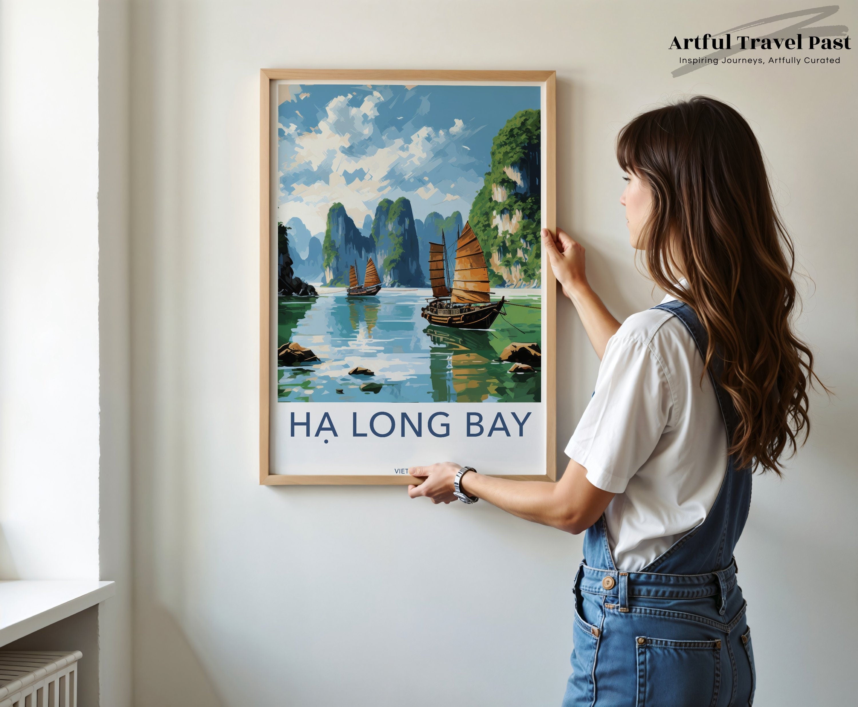 Ha Long Bay Framed Poster, Stunning Seascape Decor, Nautical Wall Art, Vietnamese Landscape, Coastal Art Print, Travel Inspired Home Decor