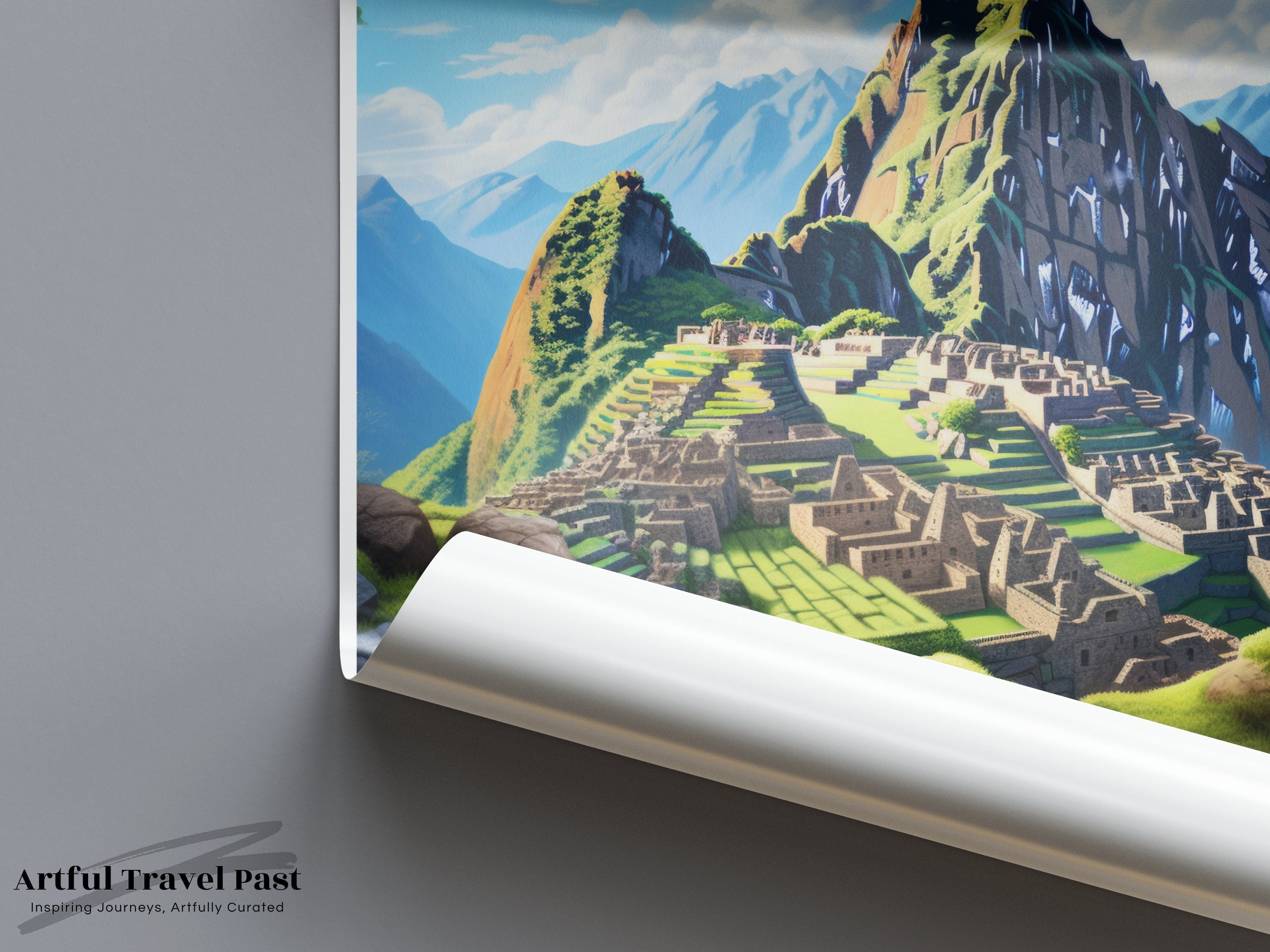 Machu Picchu Wall Art, Historical Peru Poster, Ancient Inca Citadel Print, Travel Destination Artwork, Scenic Andes Mountains Decor