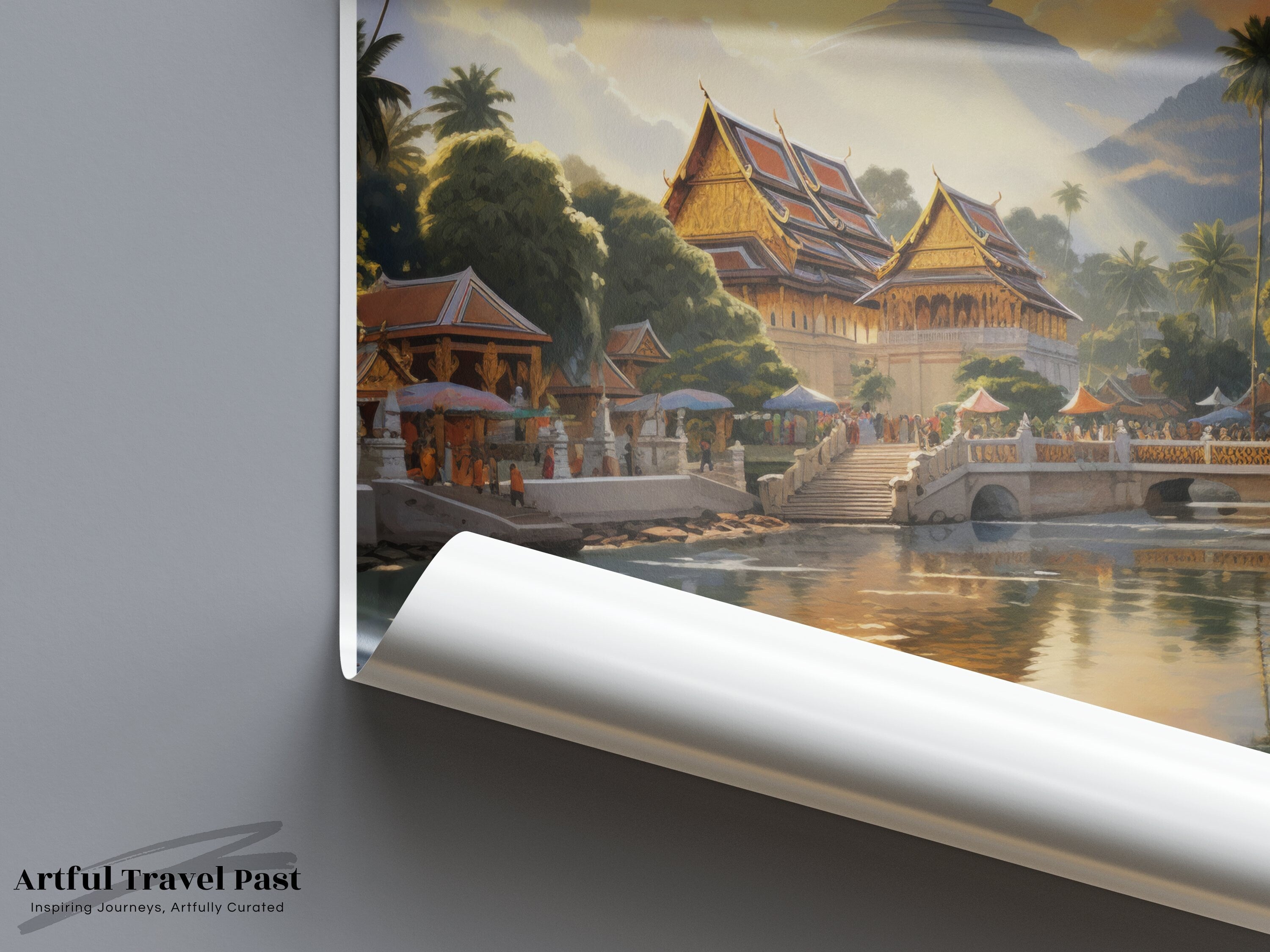 Luang Prabang Laos Wall Art, Asian Inspired Decor, Stunning Scenic View, Captivating Architecture, Serene Landscape