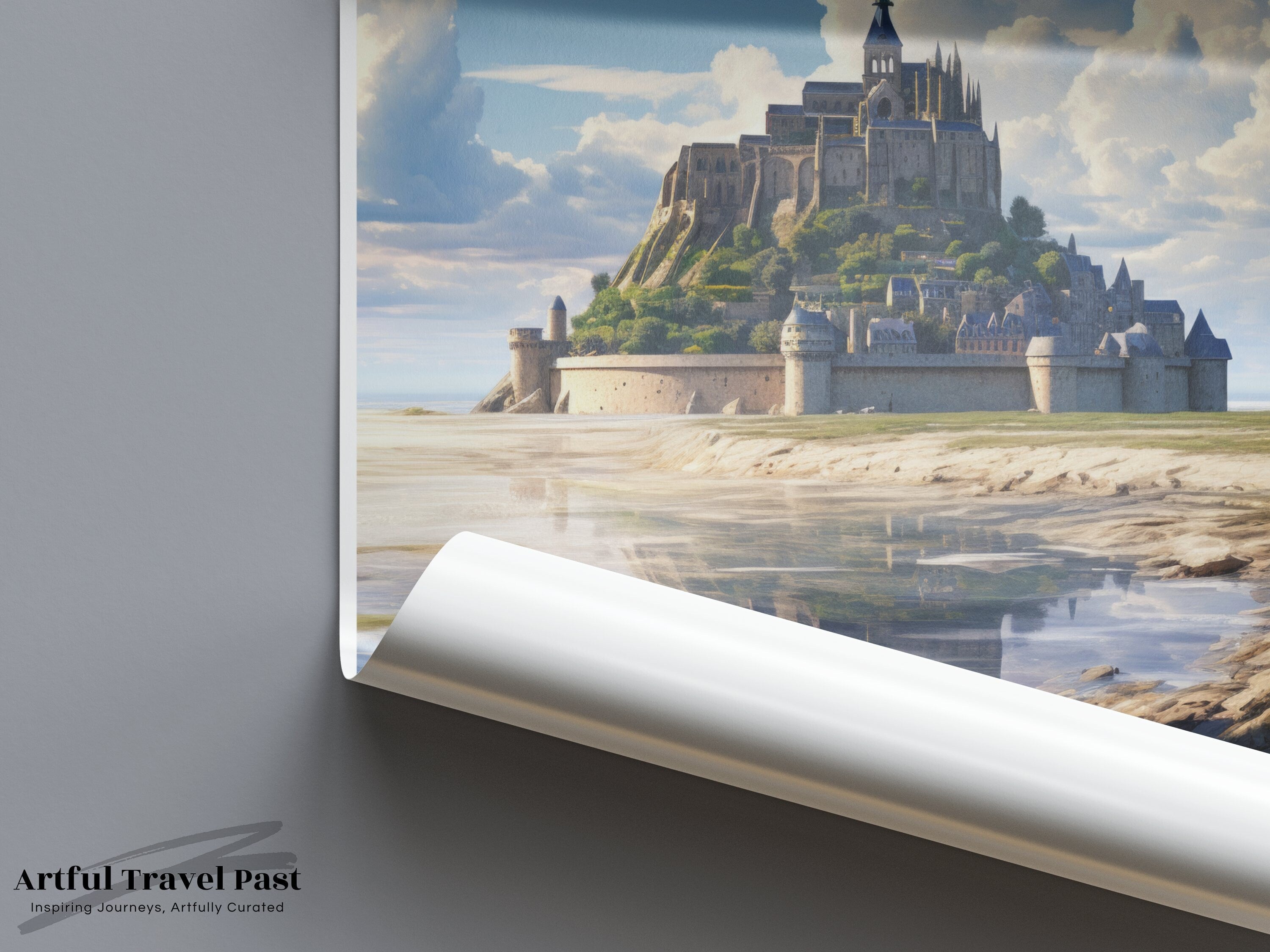 Mont Saint-Michel Wall Art, Historic French Landmark, Scenic Coastal Landscape, Castle Wall Decor, Travel Enthusiasts Gift