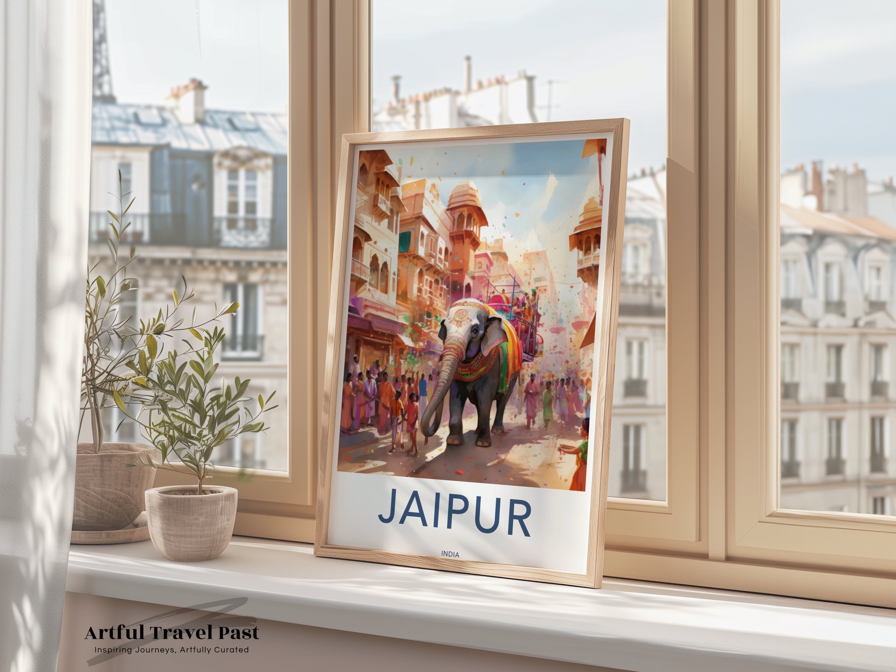 Jaipur Wall Art, India Cityscape Print, Architectural Wonders, Cultural Landmarks, Historical Jaipur, Elephant Street Scene