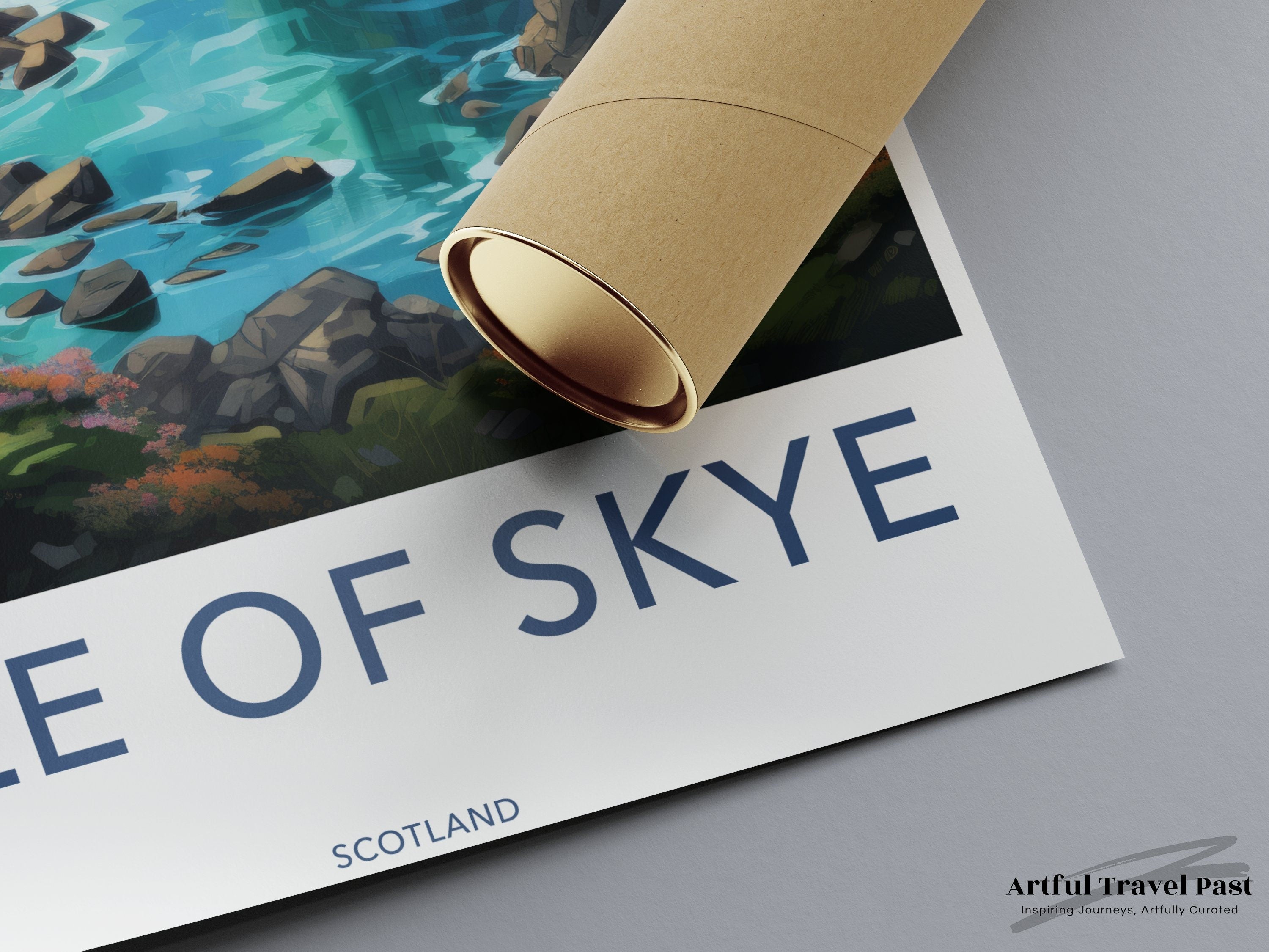 Isle of Skye Scotland Travel Poster, Vintage Landscape Art, Scottish Highlands Wall Decor, Vibrant Natural Beauty, Framed Poster