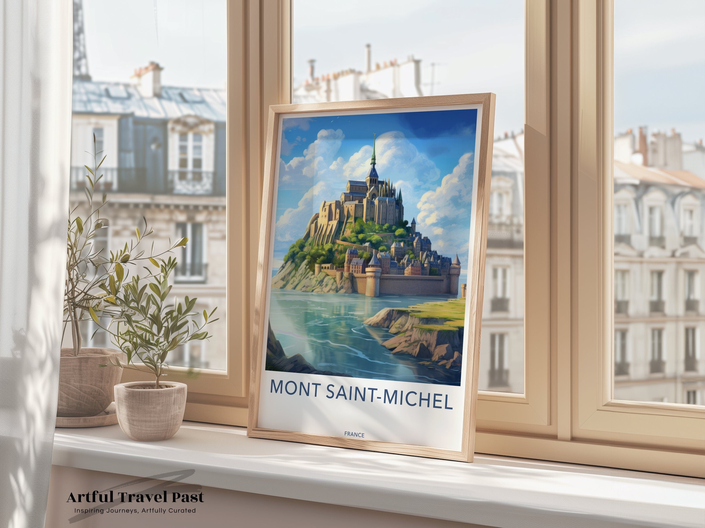 Mont Saint-Michel Wall Art Print, Historic French Island Abbey Decor, Coastal Castle Landscape, France Travel Poster, Architectural Wonder