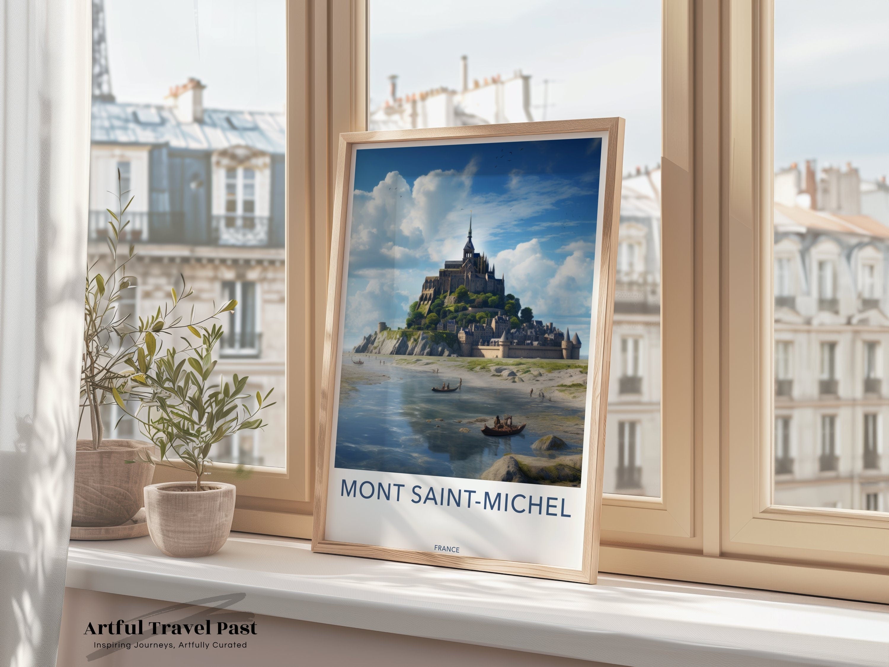 Mont Saint-Michel Wall Art, France Travel Poster, Historical Landmark Print, Scenic Coastal Decor, Medieval Architecture