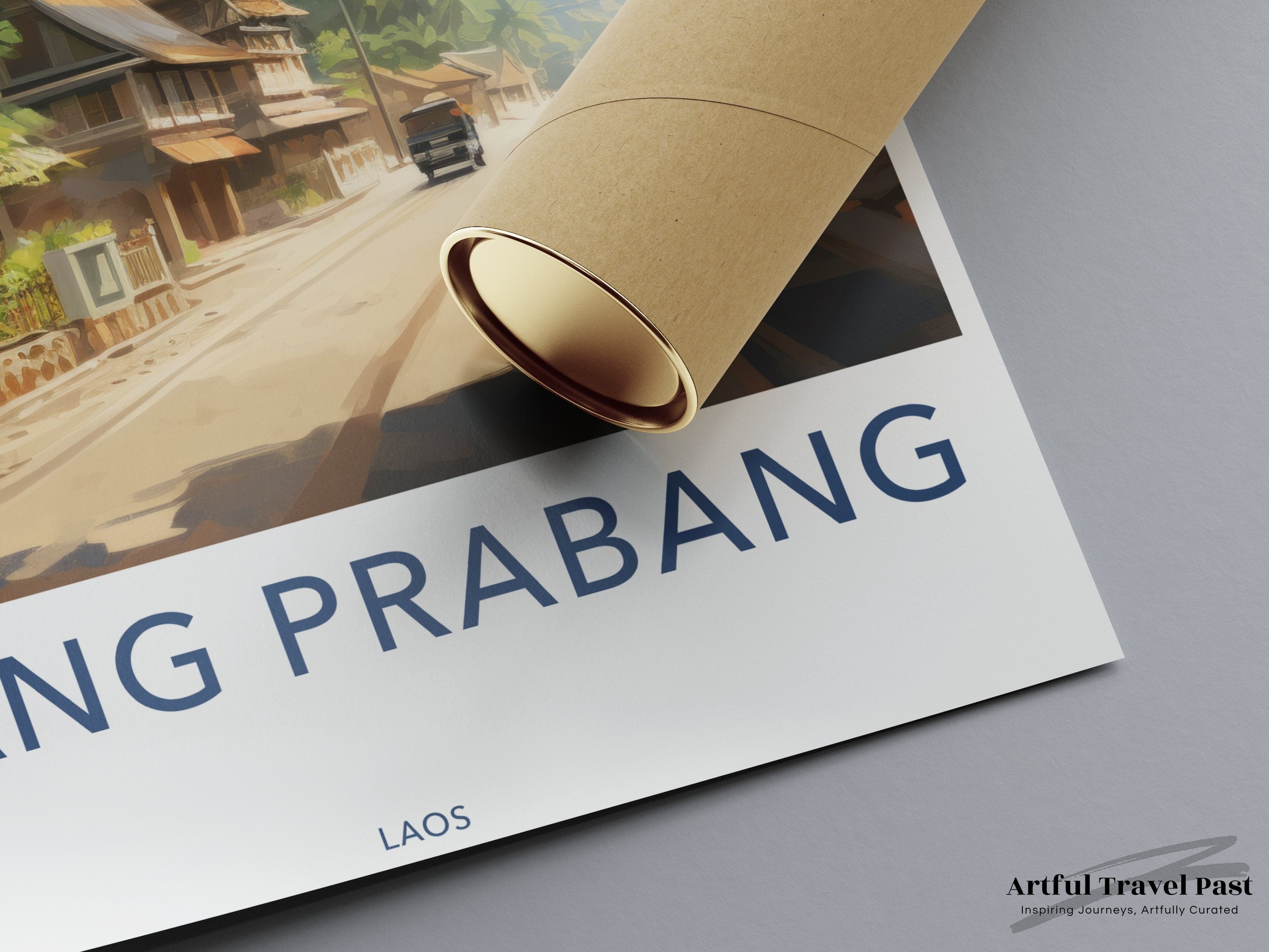 Luang Prabang Wall Art, Stunning Laos Travel Poster, Southeast Asia Cityscape, Scenic Street View Print, Cultural Landmark Décor