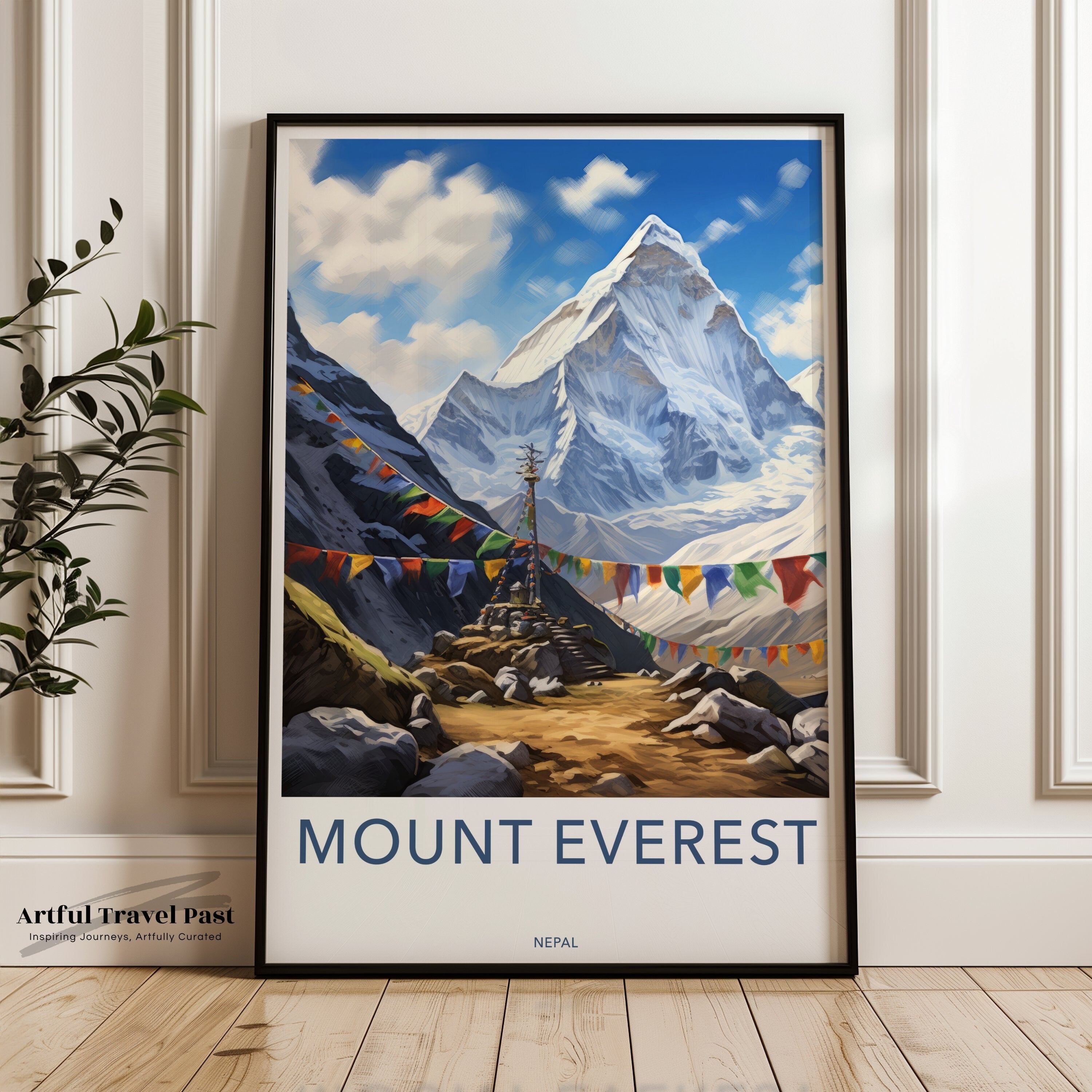 Mount Everest Wall Art, Himalayan Mountain Print, Nepali Landscape Poster, Everest Base Camp Decor, High Altitude Adventure Art