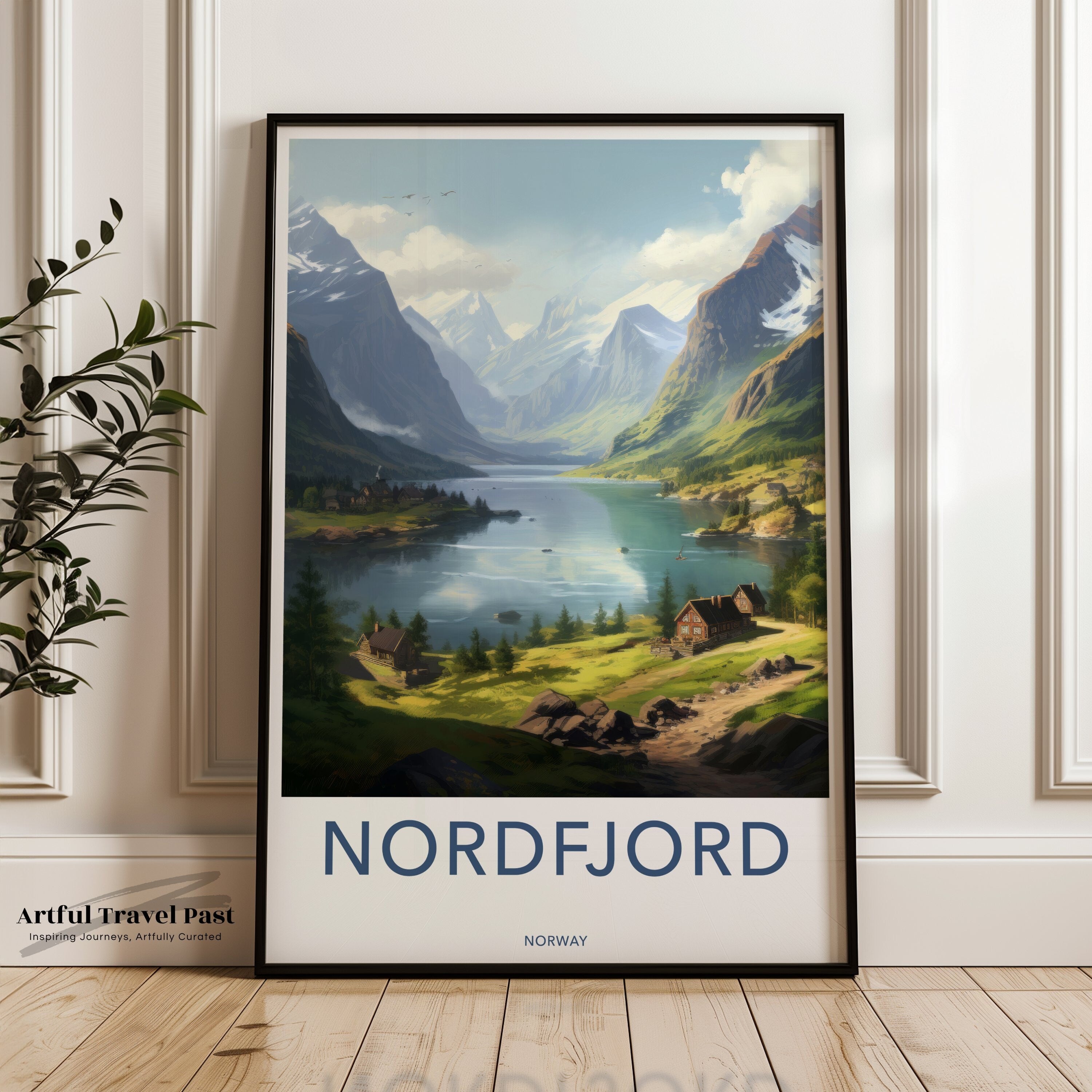 Nordfjord Wall Art, Norway Landscape Print, Scandinavian Nature, Mountain and Lake Art, Nordic Home Decor, Travel Poster