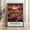 Vibrant Mumbai India Wall Art, Sunset Over Historical Architecture, Illuminated Market Scene, Colorful Festival, Cultural Landmarks