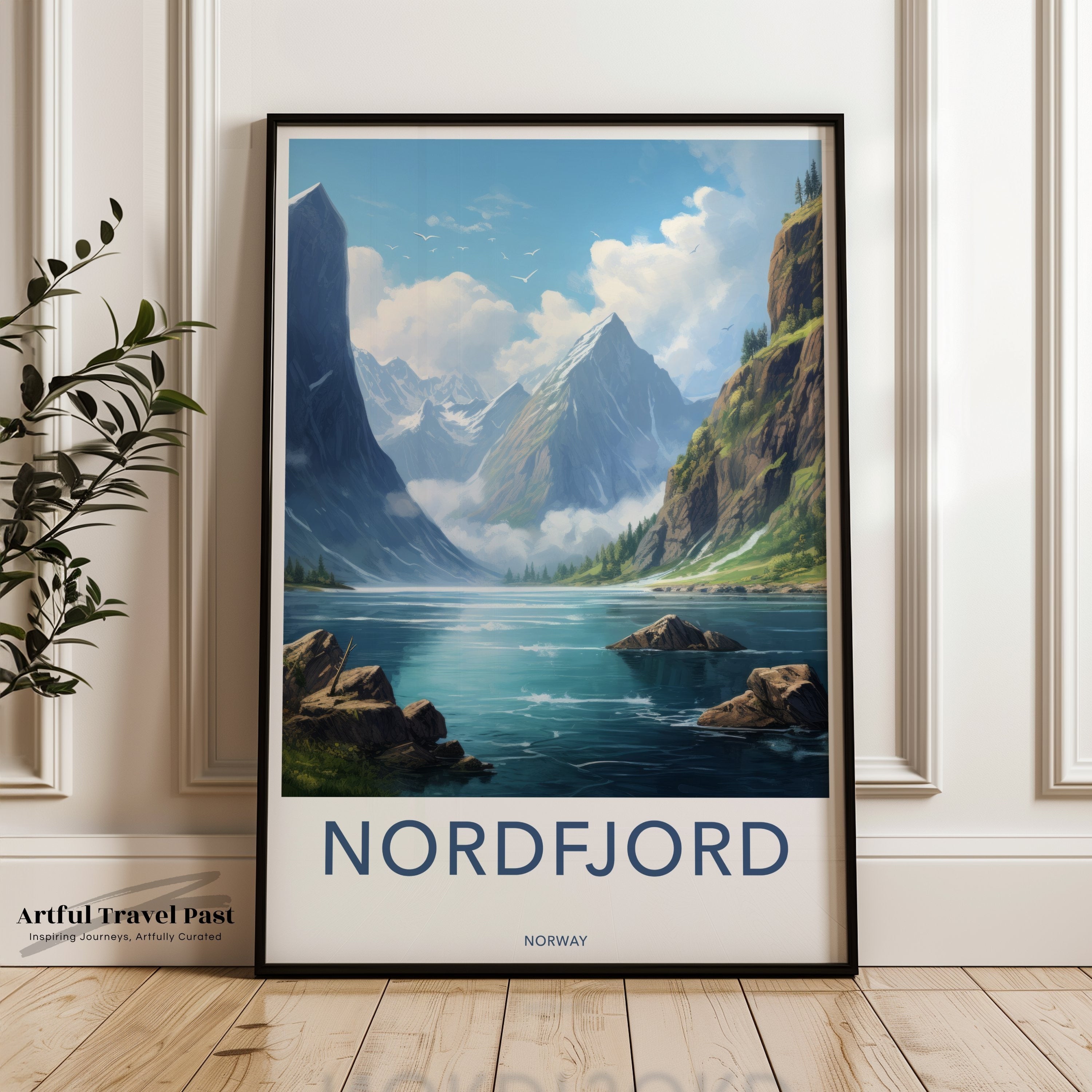 Nordfjord Norway Print, Scenic Mountain Lake Wall Art, Nordic Nature Landscape Decor, Coastal Fjord Poster, Travel Destination Artwork