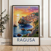 Ragusa Croatia Wall Art Print, Sunset Coastal Town Artwork, Mediterranean Seaside Landscape Poster, Croatian Heritage Décor