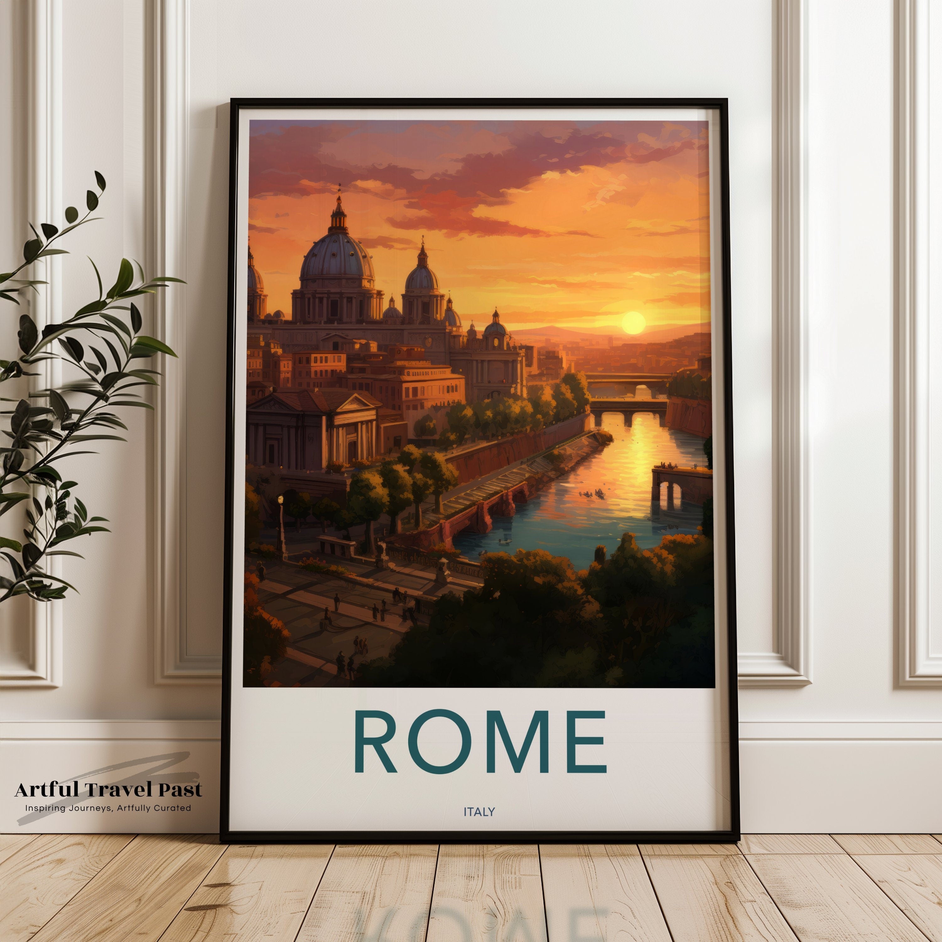 Rome Wall Art Print, Rome Sunset Cityscape, Italian Architecture, Historic Rome Landscape, Cultural Rome Landmark Decor