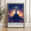 Rio de Janeiro Sunset Christ the Redeemer Wall Art, Iconic Brazilian Landmark Print, Beautiful Scenic South America Cityscape Poster