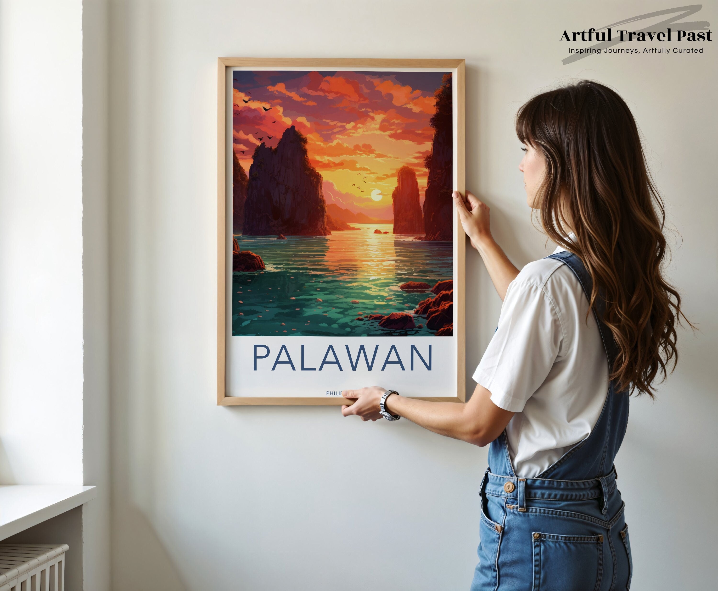 Palawan Sunset Wall Art, Philippines Scenic Print, Tropical Ocean Landscape, Vibrant Decor, Coastal Artwork, Island Sunset View