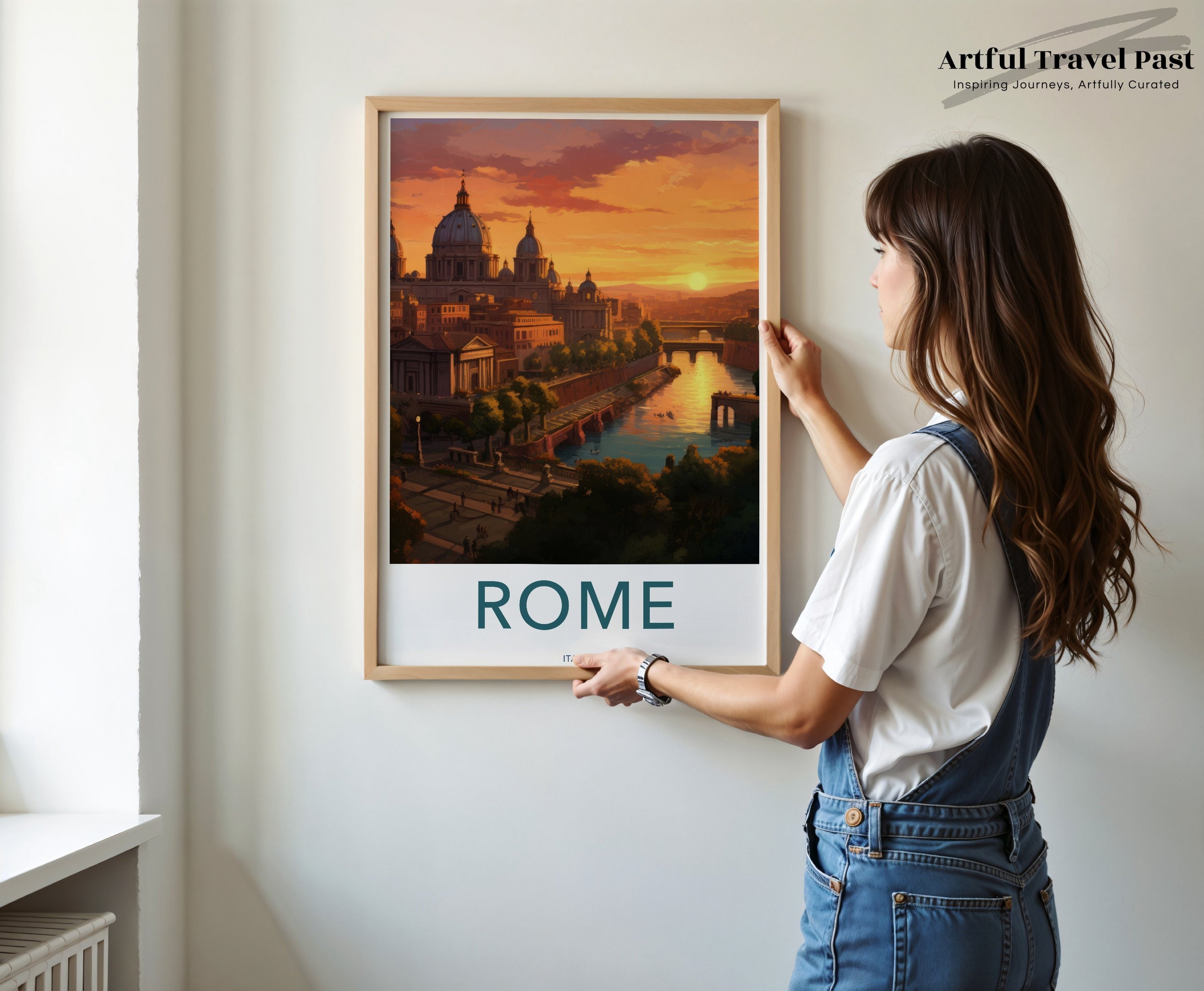 Rome Wall Art Print, Rome Sunset Cityscape, Italian Architecture, Historic Rome Landscape, Cultural Rome Landmark Decor