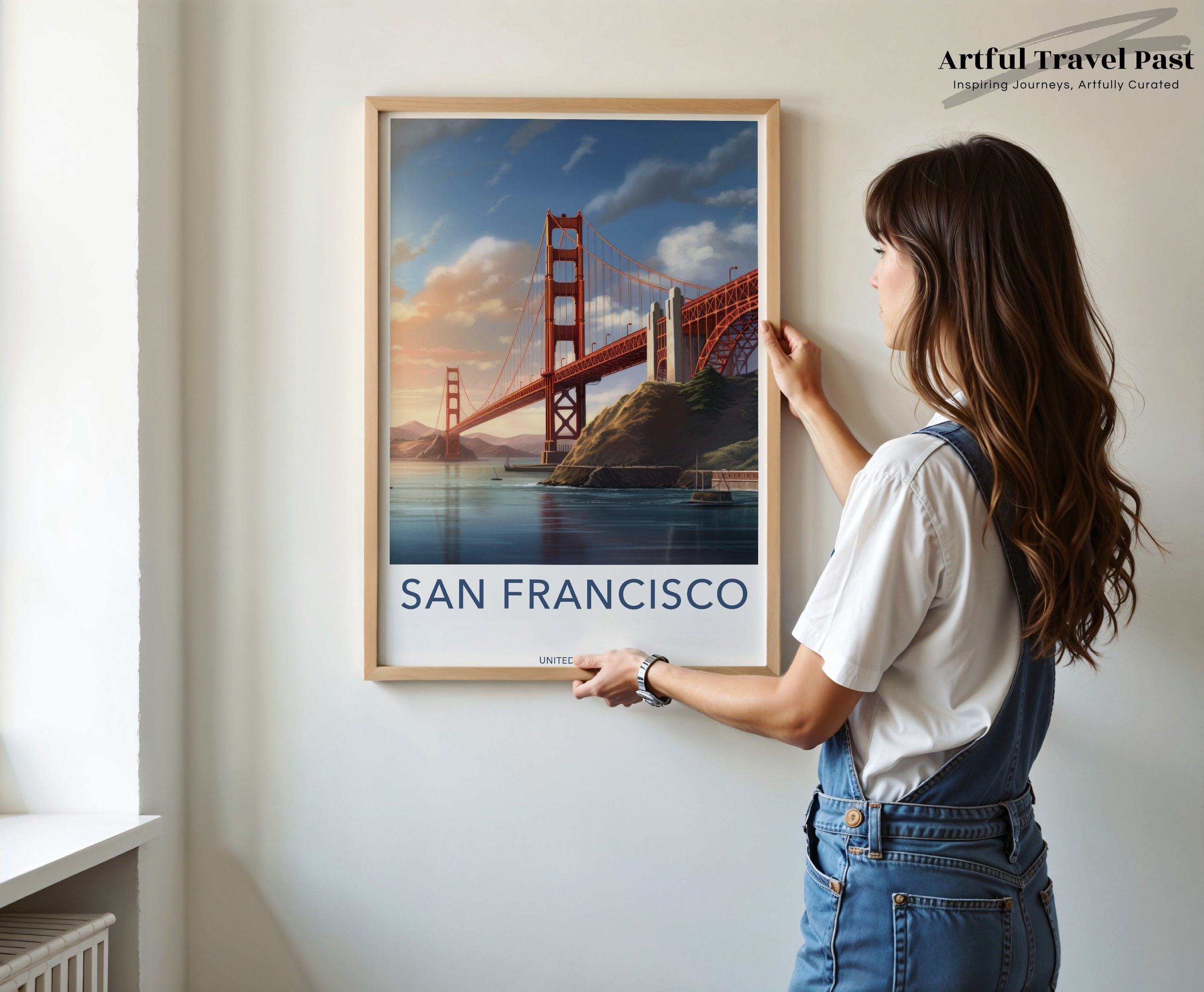 San Francisco Wall Art, Golden Gate Bridge Print, USA Cityscape Art, Famous Landmarks Poster, California Home Decor