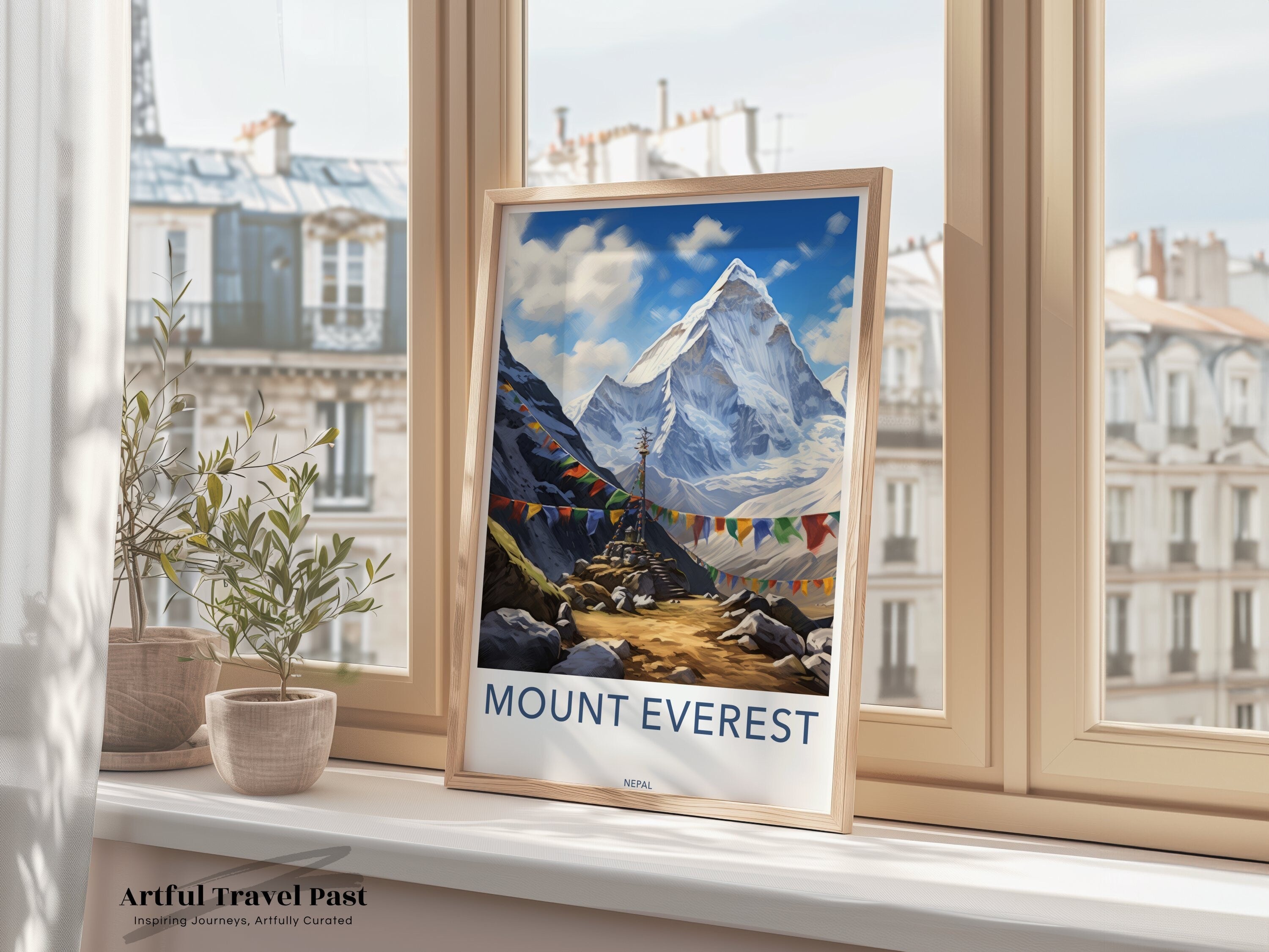 Mount Everest Wall Art, Himalayan Mountain Print, Nepali Landscape Poster, Everest Base Camp Decor, High Altitude Adventure Art