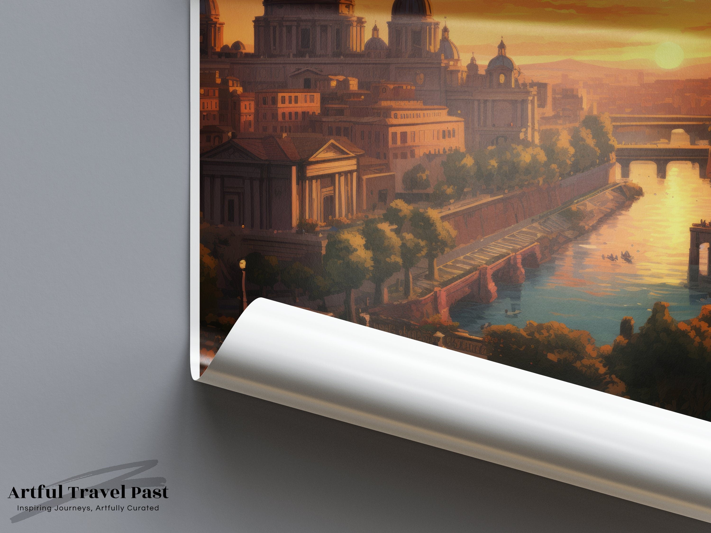 Rome Wall Art Print, Rome Sunset Cityscape, Italian Architecture, Historic Rome Landscape, Cultural Rome Landmark Decor