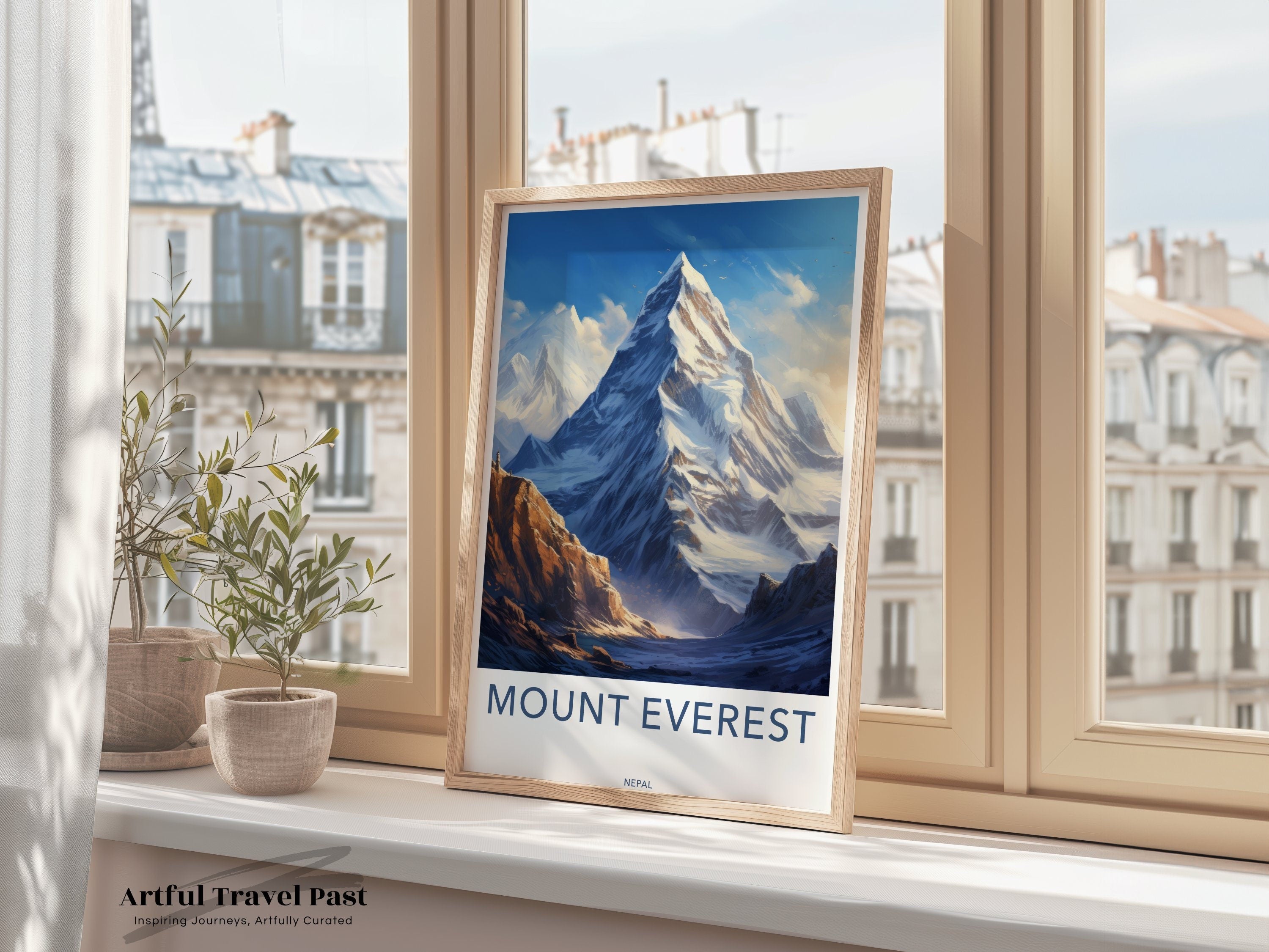 Mount Everest Poster, Nepal Wall Art, Himalayan Mountains Print, Scenic Landscape Decor, High Altitude Art, Adventure Travel Gift